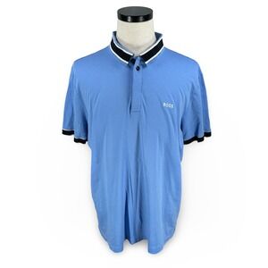 Hugo Boss Paule Mens 3XL Blue Slim Fit Cotton Short Sleeve Polo Shirt READ